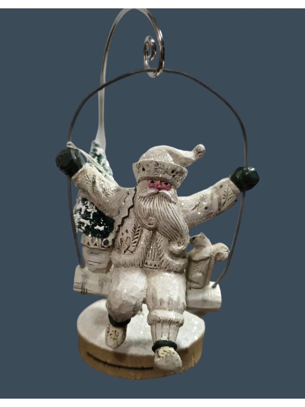 NWT Pam Schifferl Santa On Swing Ornament Midwest Cannon Falls Winter White